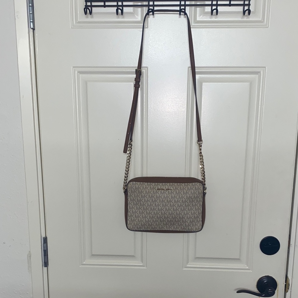 Michael Kors Brown and Cream Crossbody Bag